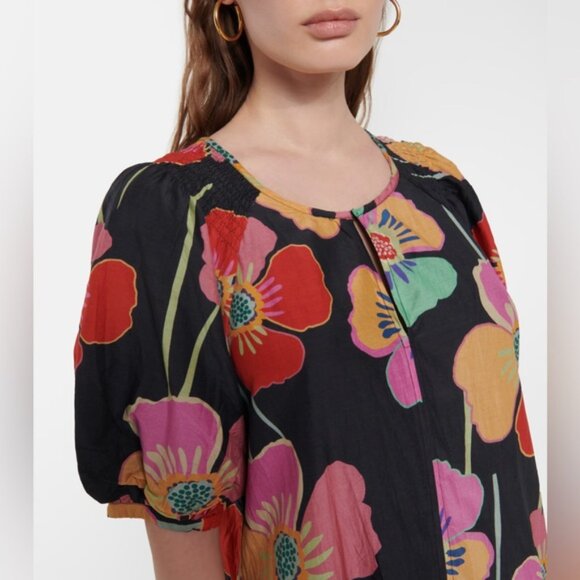 Velvet by Graham & Spencer Rachel Floral Print Mini Dress Silk Cotton Blend - Picture 9 of 10